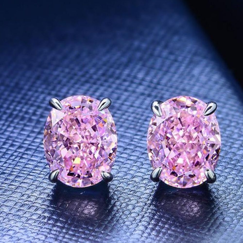 The Timeless Classic Pink stud earrings in 925 and cubic zirconia